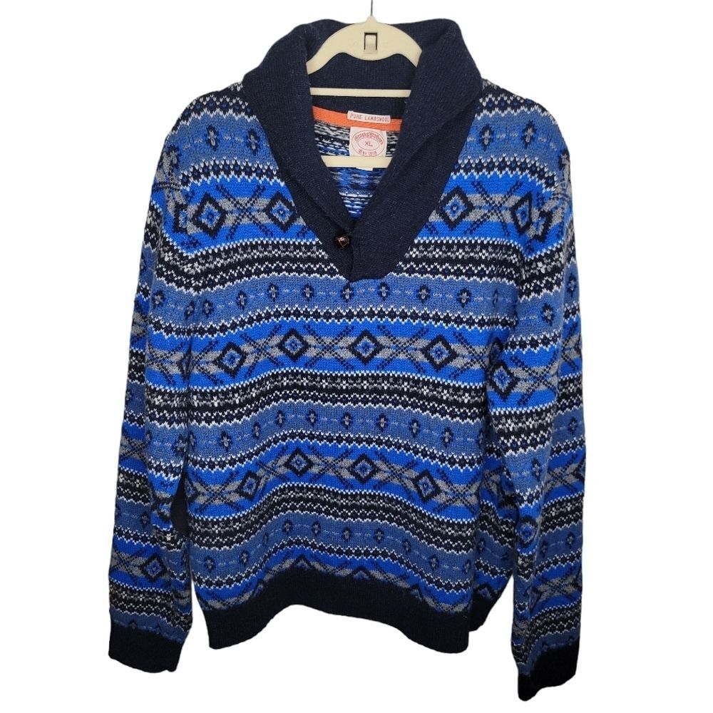Brooks Brothers Men's Vintage Fair Isle Lambswool Pullover sweater size XL